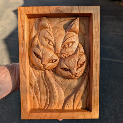 Three Cats - Carving